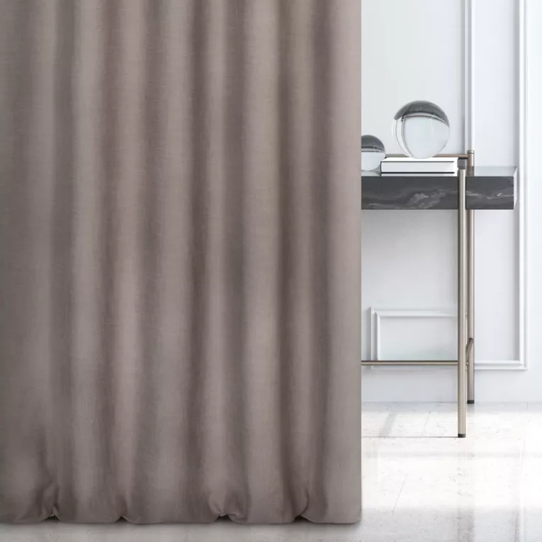 Zasłona szyta na taśmie 5 cm jasnobrązowa o naturalnym, gęstym splocie w stylu eko