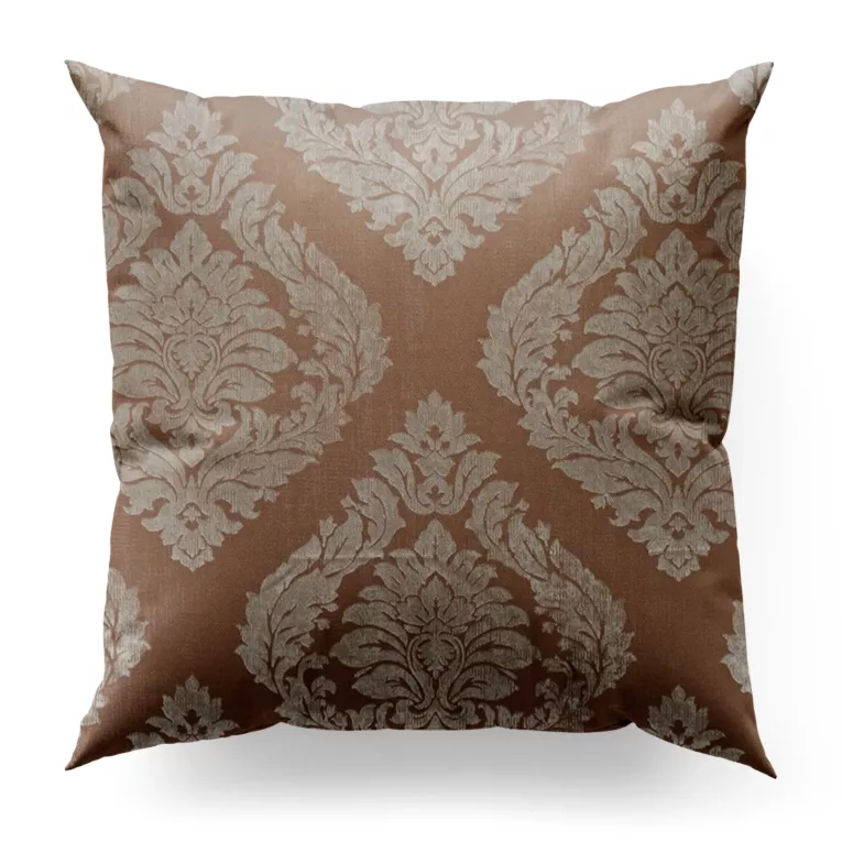 Poszewka szyta pudrowo różowa miękka z dodatkiem bawełny z wzorem ornamentowym