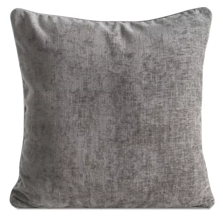 Poszewka na poduszkę 45x45 cm srebrna z szenilowej tkaniny zdobiona ozdobnym sznurem CARA