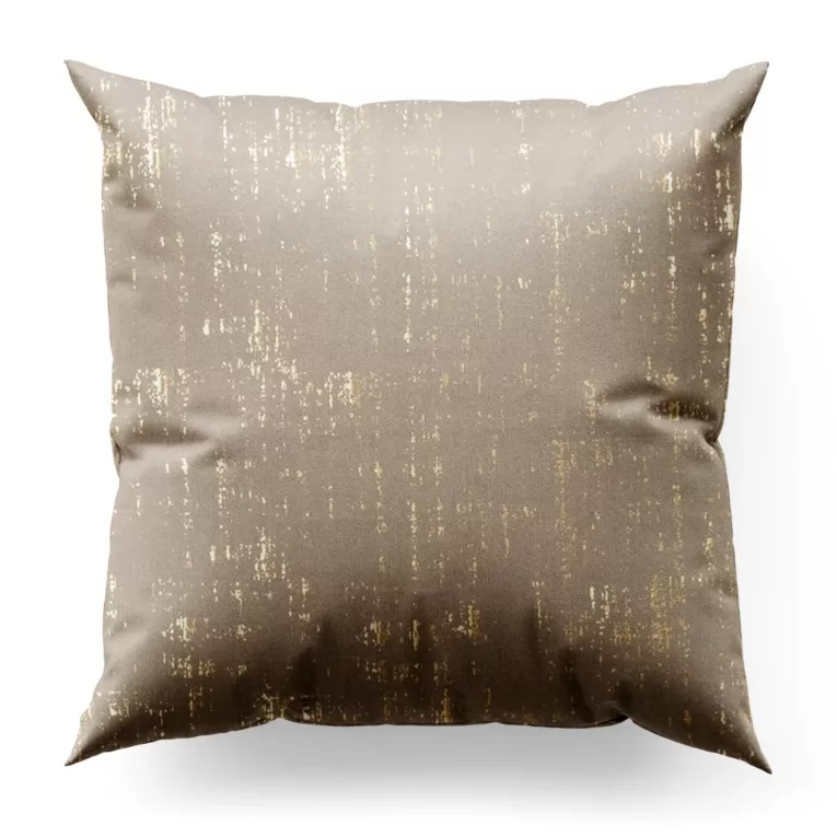 Poszewka szyta srebrno złocista z miękkiej tkaniny o strukturze weluru z połyskliwym nadrukiem