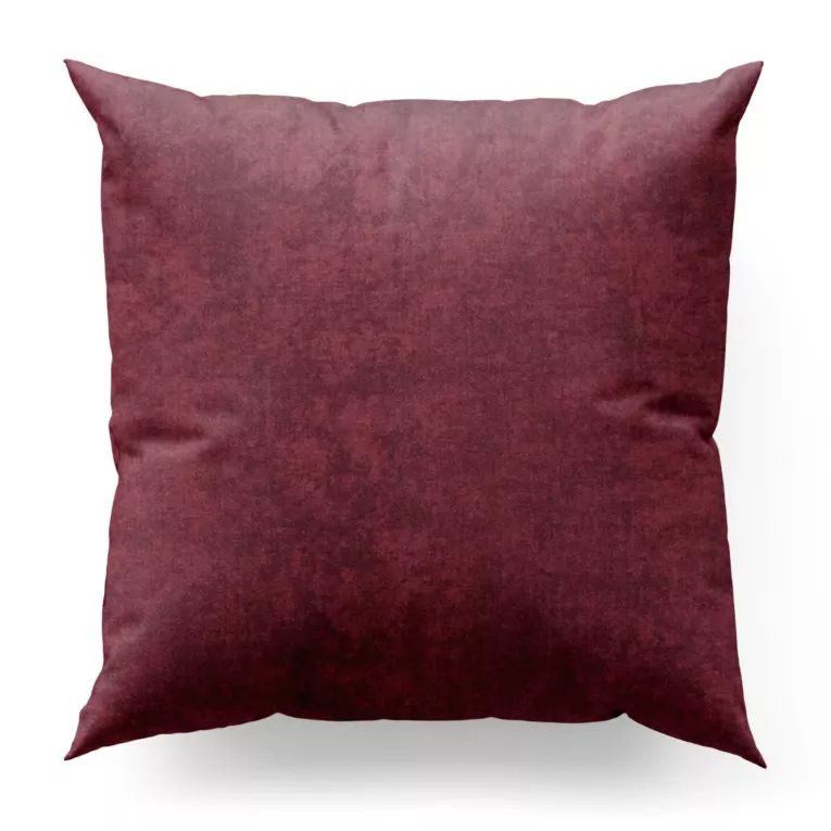 Poszewka szyta bordowa z miękkiej tkaniny szenilowej typu dimout o naturalnym splocie