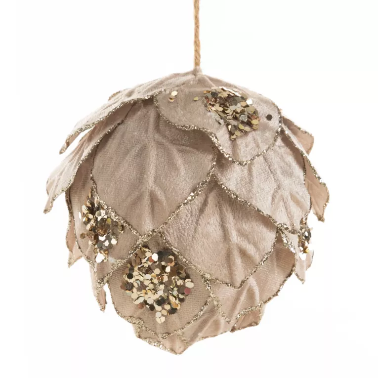 Bombka choinkowa imitująca szyszkę z lśniącymi drobinkami