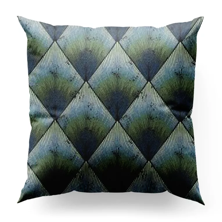 Poszewka szyta czarno turkusowa z tkaniny w elegancki geometryczny wzór z błyszczącą nicią