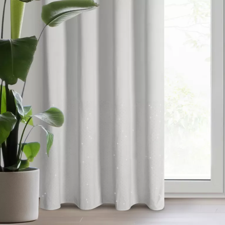 Zasłona welwetowa biała z kryształkami 140x250 cm przelotka - ARIADNA