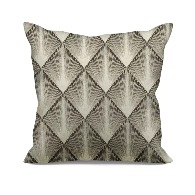 Poszewka szyta czarno złota z tkaniny w elegancki geometryczny wzór z błyszczącą nicią