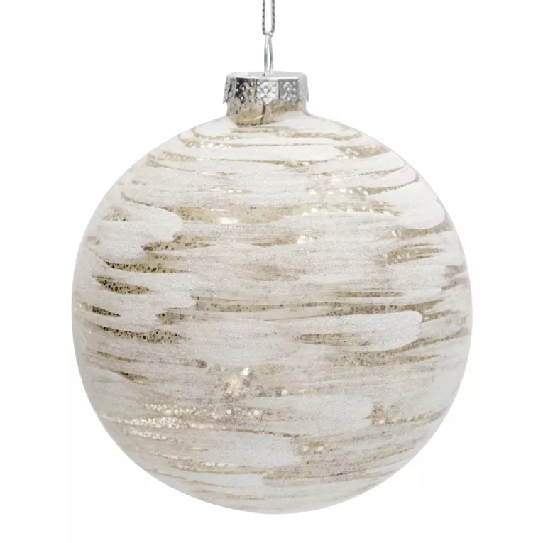 Szklana bombka ręcznie zdobiona przecieranym wzorem