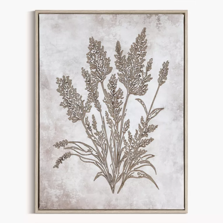 Obraz beżowo, brązowy nadruk na płótnie z motywem roślinnym 45x60 cm