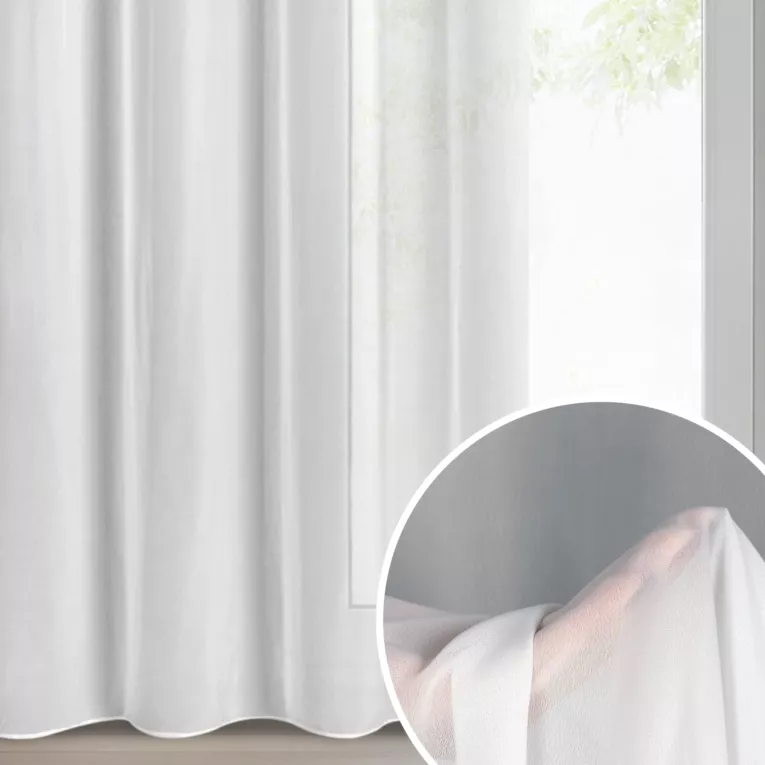 Firana biała z gładkiej matowej tkaniny szyfonowej 140x270 cm taśma DALIA