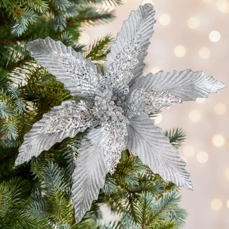 Świąteczny kwiat dekoracyjny z welwetowej tkaniny