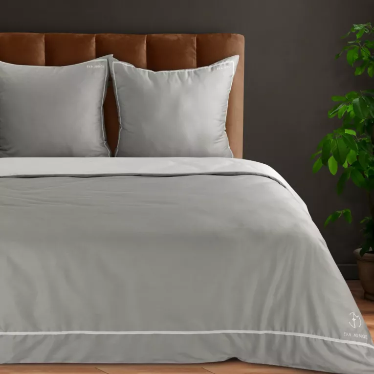 Pościel 220x200 cm z makosatyny bawełnianej kolor szary, biały styl nowoczesny Eva Minge