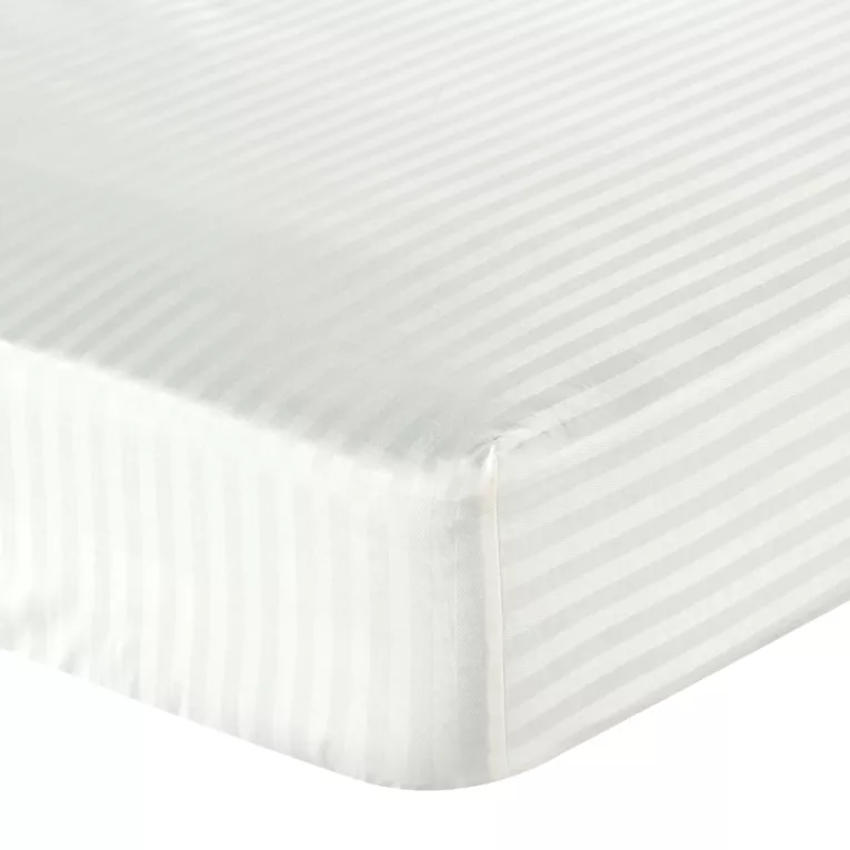 Prześcieradło z gumką 100x200 cm z bawełny kolor kremowy 125 g/m2 w pasy