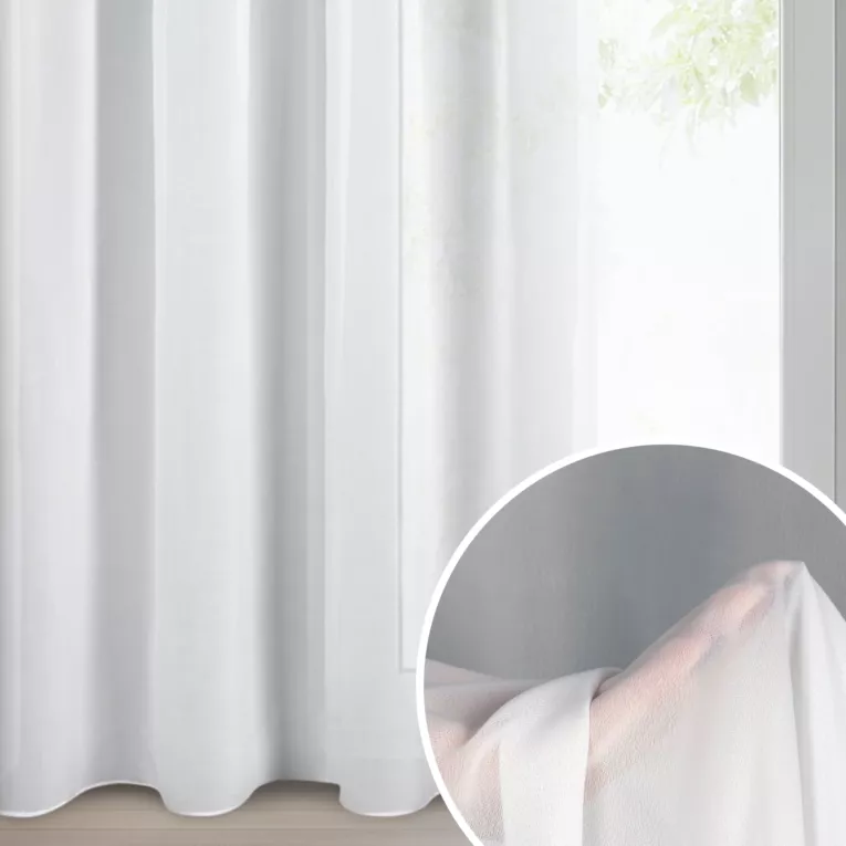 Firana biała z gładkiej matowej tkaniny szyfonowej 140x250 cm przelotka DALIA