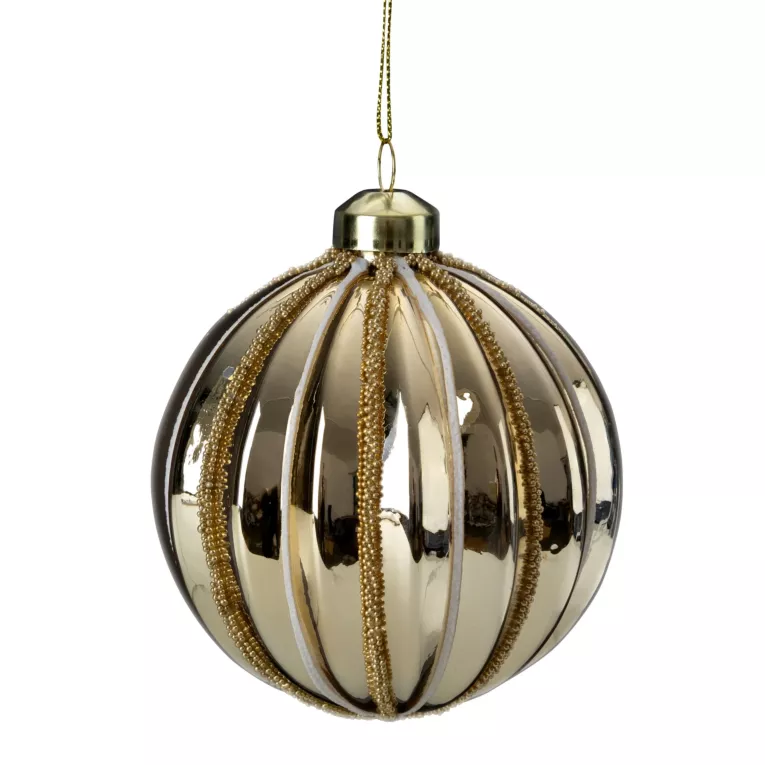 Szklana bombka choinkowa ręcznie zdobiona z wytłaczanym wzorem