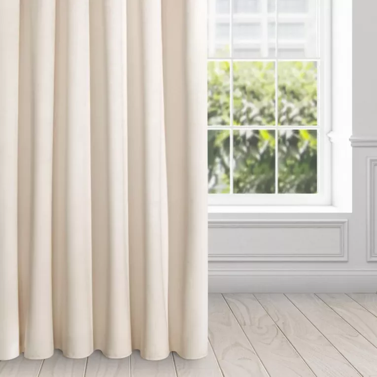 Zasłona jasnobeżowa z ekskluzywnego aksamitnego welwetu 290 g/m2 140x270 cm taśma - VILLA