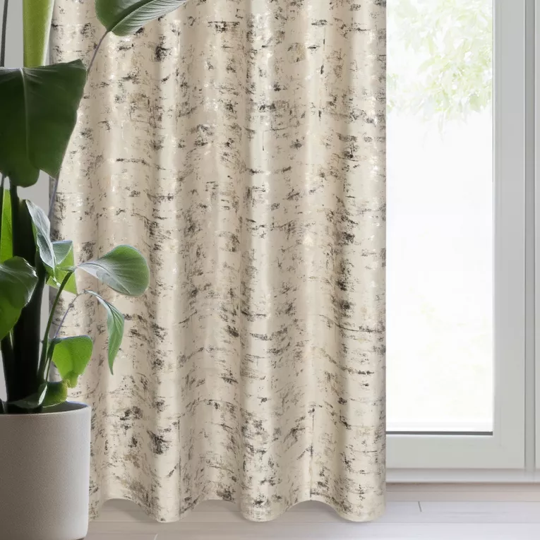 Zasłona beżowo, złocista zdobiona marmurkowym wzorem, welwetowa 140x250 cm przelotka TAMI