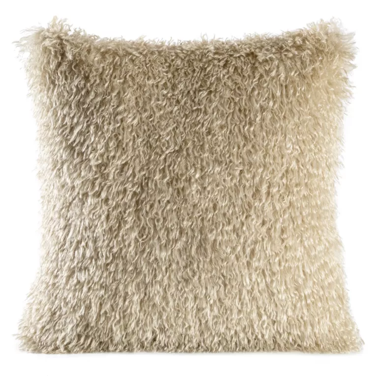 Poszewka na poduszkę 45x45 cm o strukturze miękkiego futra beżowa SANA