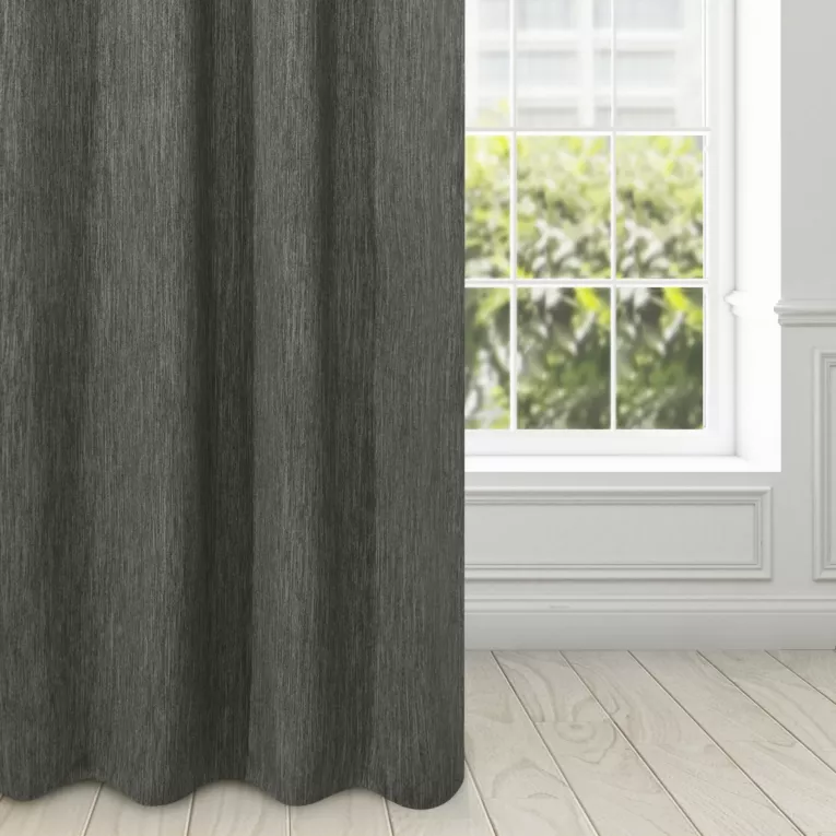 Zasłona grafitowa zaciemniająca z efektem melanżu 135x250 cm przelotka ROSSIE