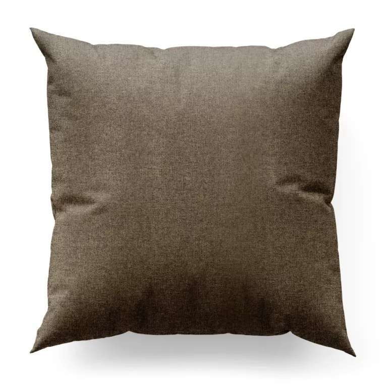 Poszewka szyta brązowa o naturalnym charakterze, z widocznym, ozdobnym splotem