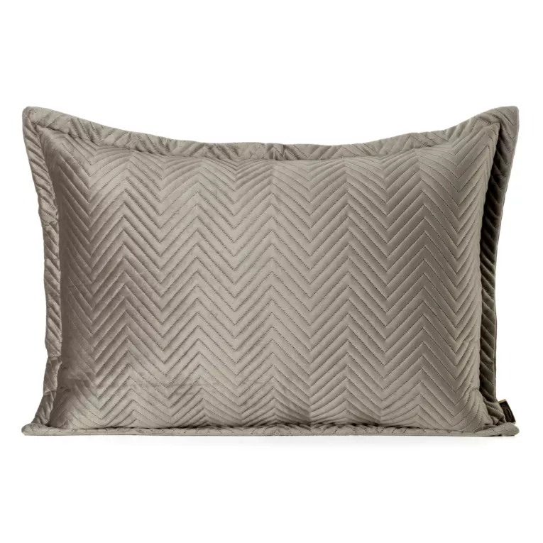 Poszewka na poduszkę 50x70 cm welwetowa, brązowa pikowana w jodełkę metodą hot press SOFIA Eurofirany Premium