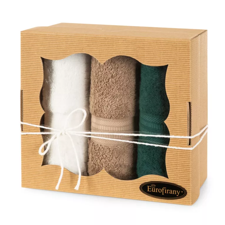 Zestaw ręczników bawełnianych na prezent 3 szt 30x50 cm kolor kremowy, beżowy