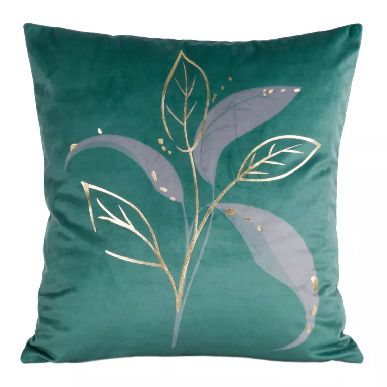 Poszewka z welwetu z delikatnym fioletowo złotym nadrukiem z motywem gałązki