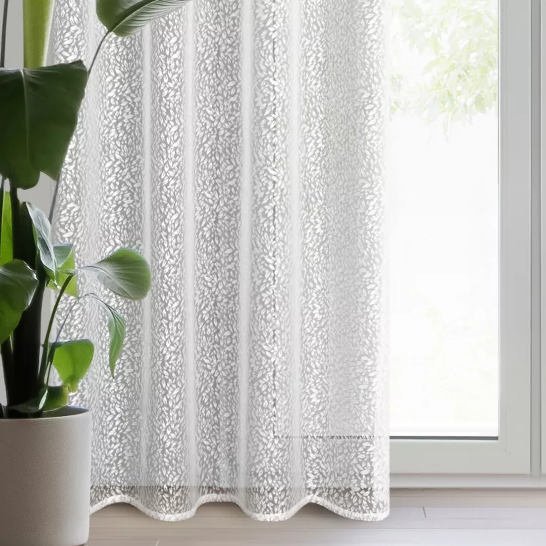 Dekoracja okienna biała z żakardowym wzorem 140x250 cm przelotka MERA