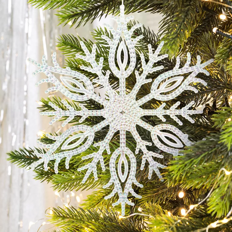 Ozdoba choinkowa - transparentna ŚNIEŻYNKA z akrylu