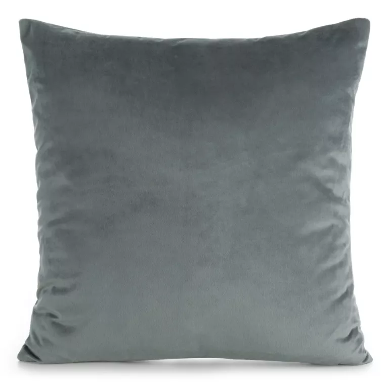 Poszewka na poduszkę 45x45 cm welwetowa, gładka stalowa o delikatnym połysku GAJA 1
