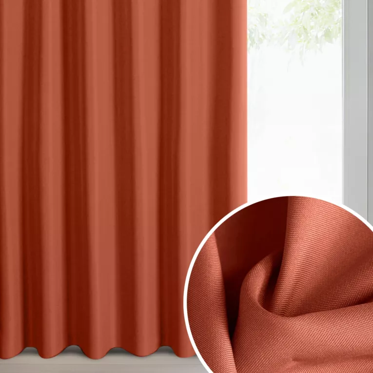 Zasłona ceglasta z matowej gładkiej tkaniny 140x270 cm taśma - RITA
