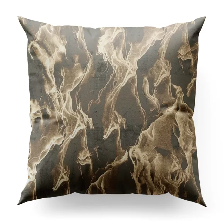 Poszewka szyta beżowo złocista z tkaniny welwetowej ze złotym marmurkowym nadrukiem