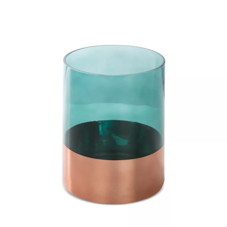 LIMITED COLLECTION Świecznik SALVIA szałwiowo-miedziany ze szkła artystycznego