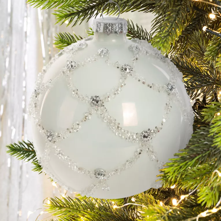 Szklana bombka choinkowa ręcznie zdobiona