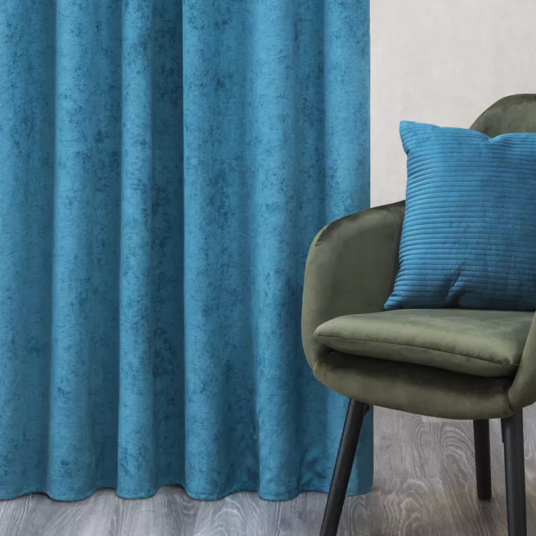 Zasłona turkusowa szenilowa 140x270 cm taśma - ANISA