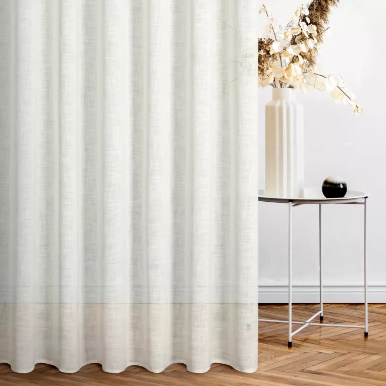 Zasłona szyta na taśmie 5 cm kremowa z grubszej etaminy, matowa