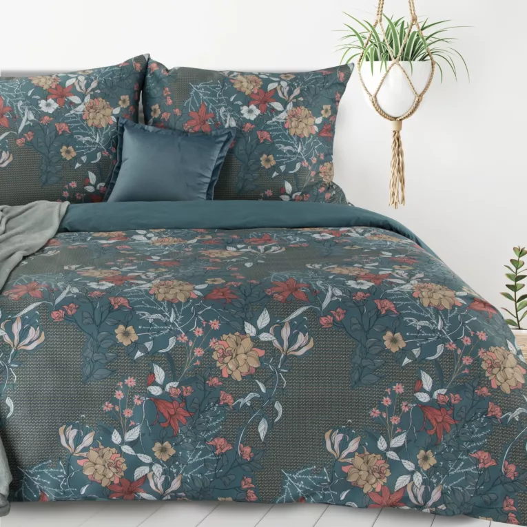 DESIGN 91 Komplet pościeli LEA 02 z satynowym splotem i nowoczesnym kwiatowym wzorem