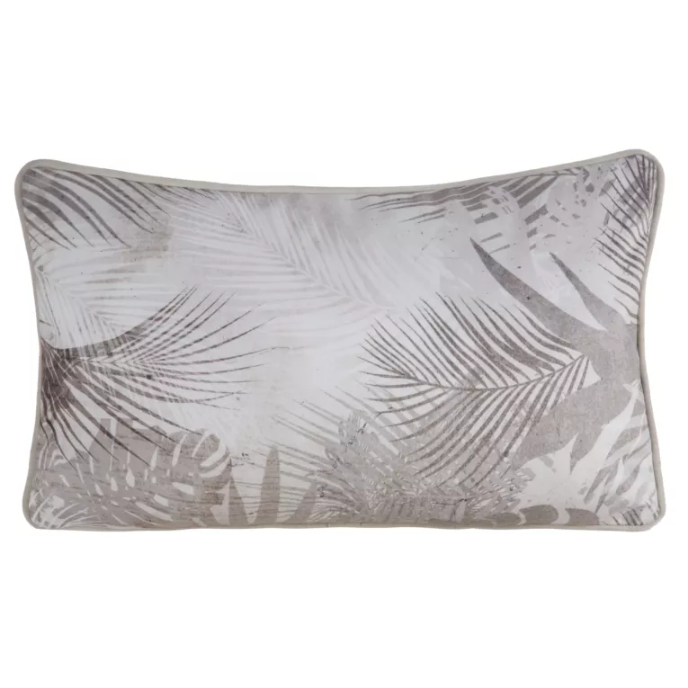 Poduszka  45 x 30 cm dwustronna welwetowa kremowo, beżowa z motywem roślinnym z wypustką na brzegach SALMA EUROFIRANY PREMIUM