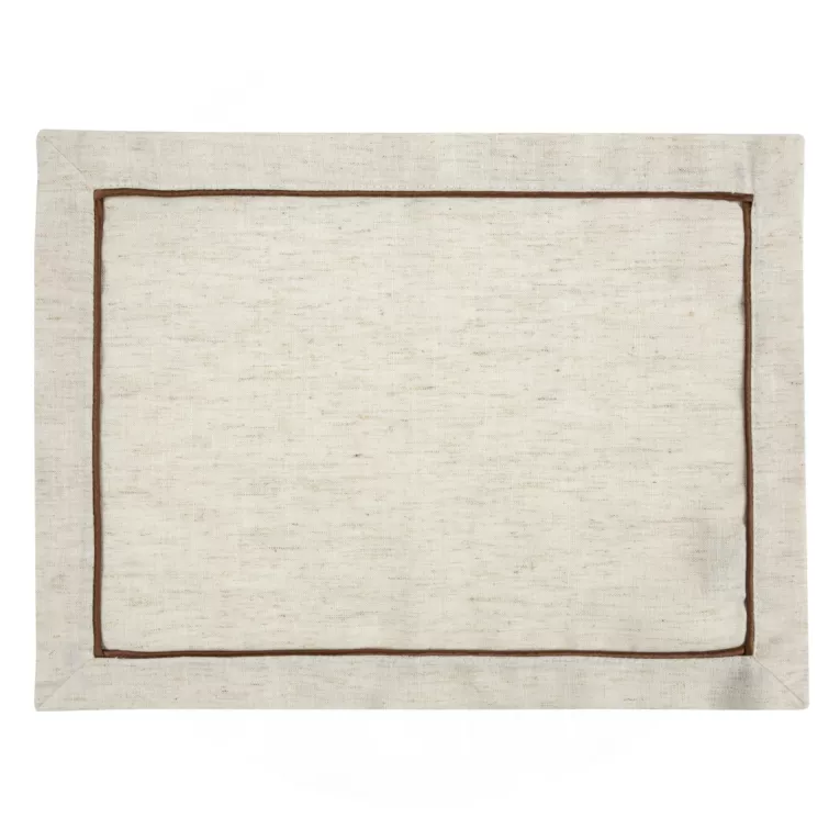 Podkładka naturalno, brązowy 30x40 cm z dodatkiem lnu REGINA z brązową lamówką
