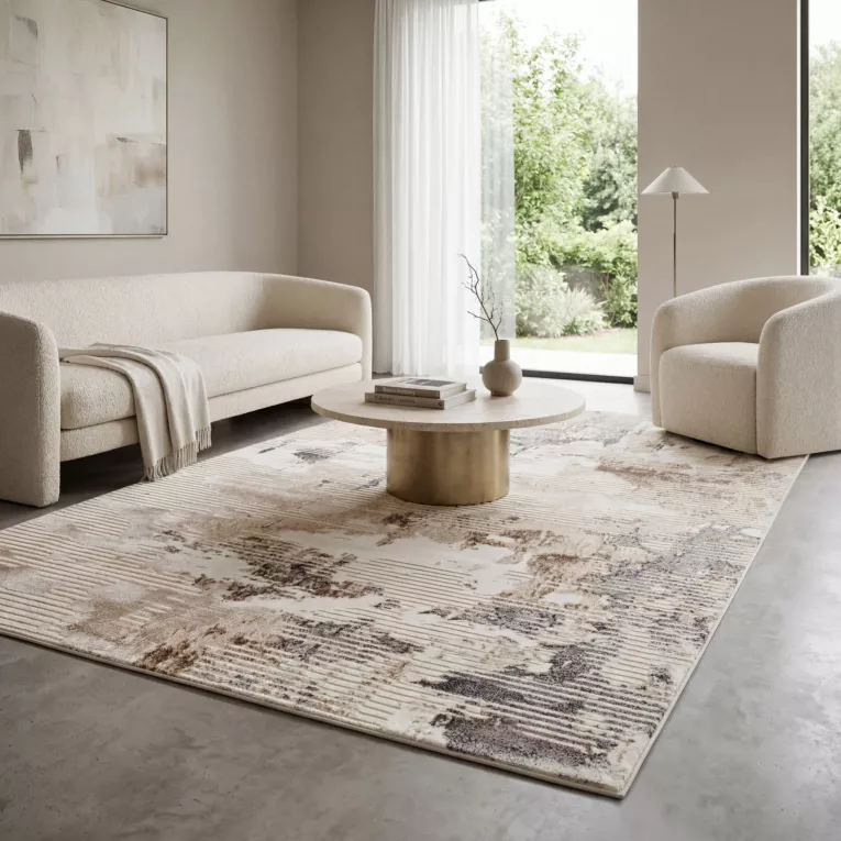 Dywan 60x100 cm kremowy nowoczesny abstrakcyjny OMEGA1