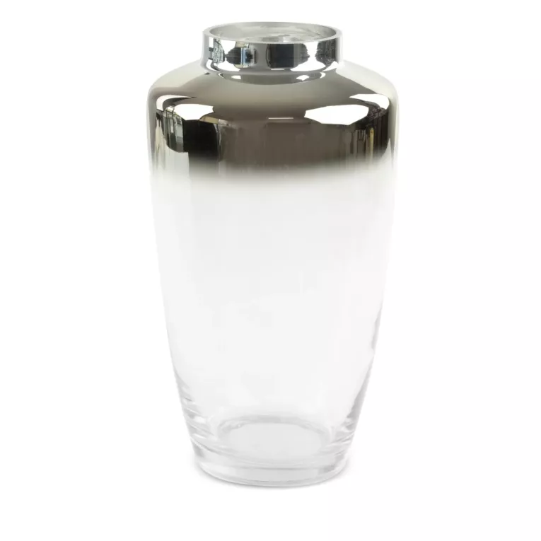 Wazon  ZOJA z dwubarwnego szkła artystycznego transparentny-srebrny