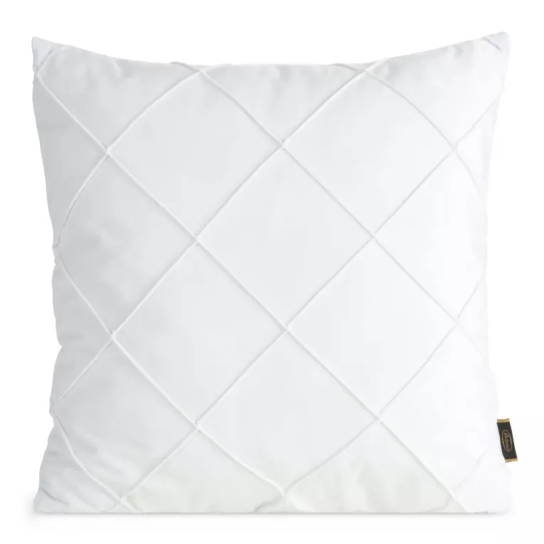 Poszewka na poduszkę 45x45 cm welwetowa biała z geometrycznym przeszywanym wzorem NALA Eurofirany Premium
