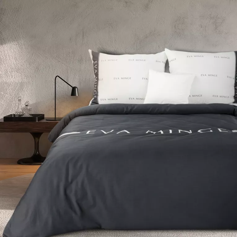 Pościel 160x200 cm z makosatyny bawełnianej kolor czarny, biały styl nowoczesny SILK 7 Eva Minge