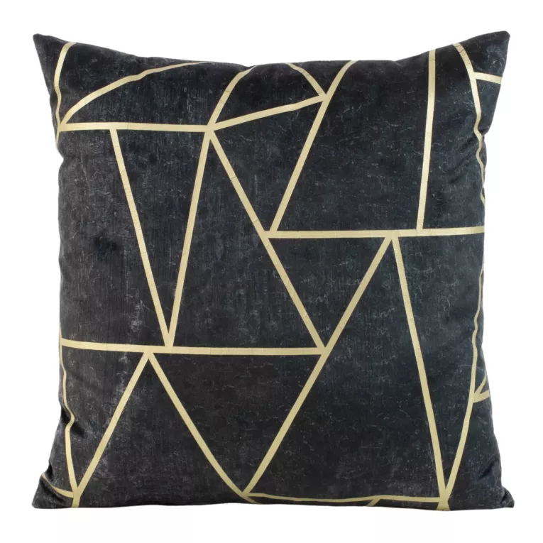 Poszewka na poduszkę 45x45 cm welwetowa grafitowa z nadrukiem geometrycznym BLINK 29
