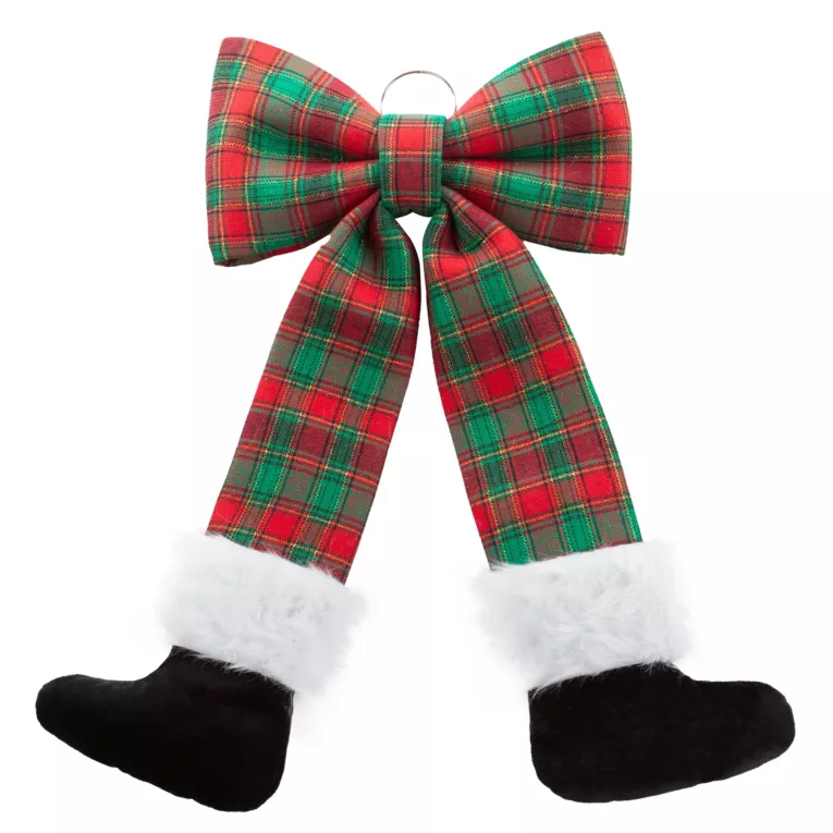 Dużą kokarda z motywem kraty z uroczymi butami