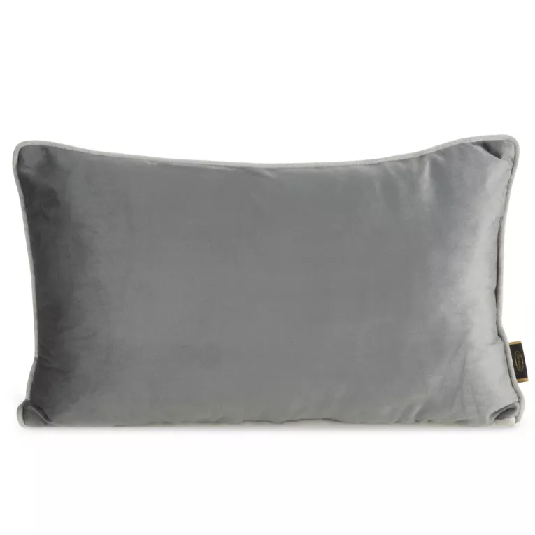 Poduszka 30 x 50 cm welwetowa stalowa zdobiona kontrastującą wypustką na brzegach MELIA EUROFIRANY PREMIUM