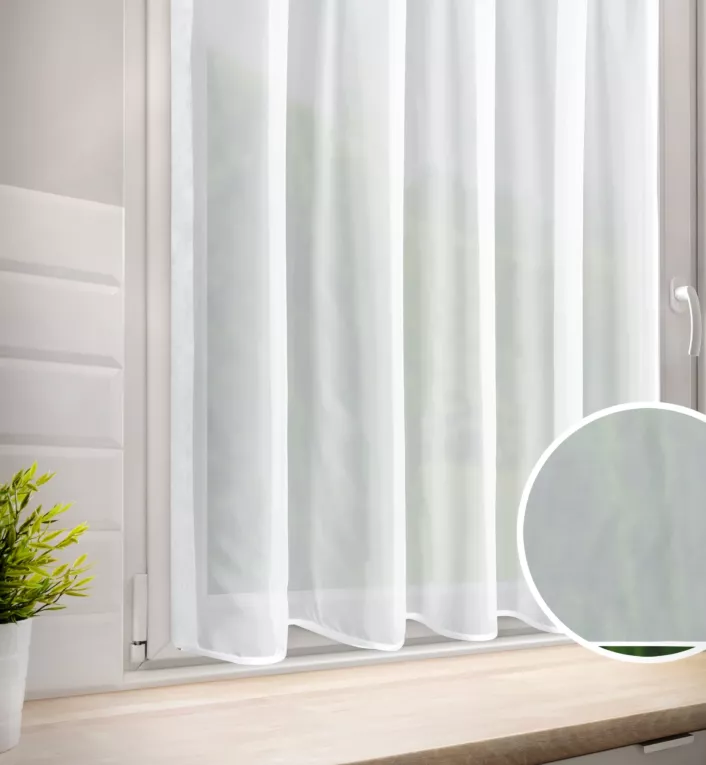 Zazdrostka biała z woalu wykończona atłasową lamówką 120x120 cm tunel - VIOLET