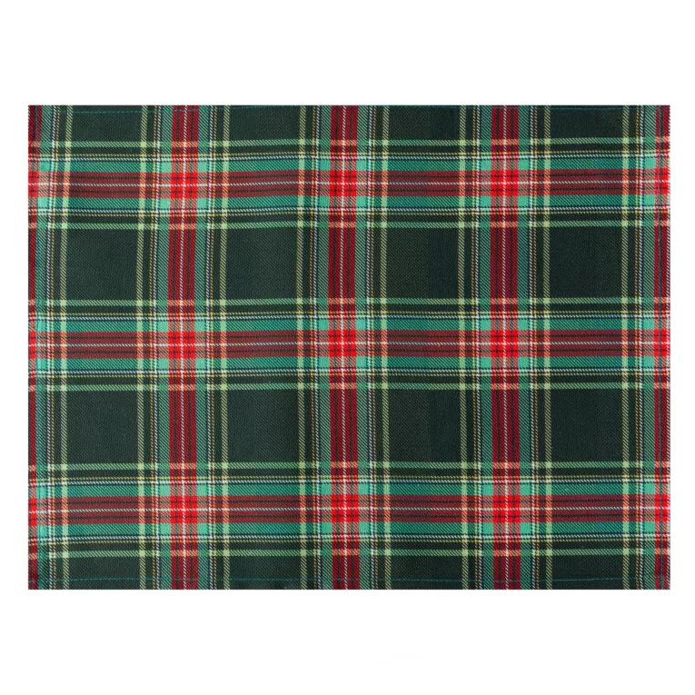 Komplet serwetek świątecznych na stół 4 szt 30x40 cm czerwono, zielony bawełnianych zdobionych szkocką kratą AURORA