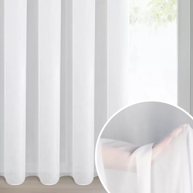 Firana biała z gładkiej matowej tkaniny szyfonowej 140x270 cm taśma DALIA