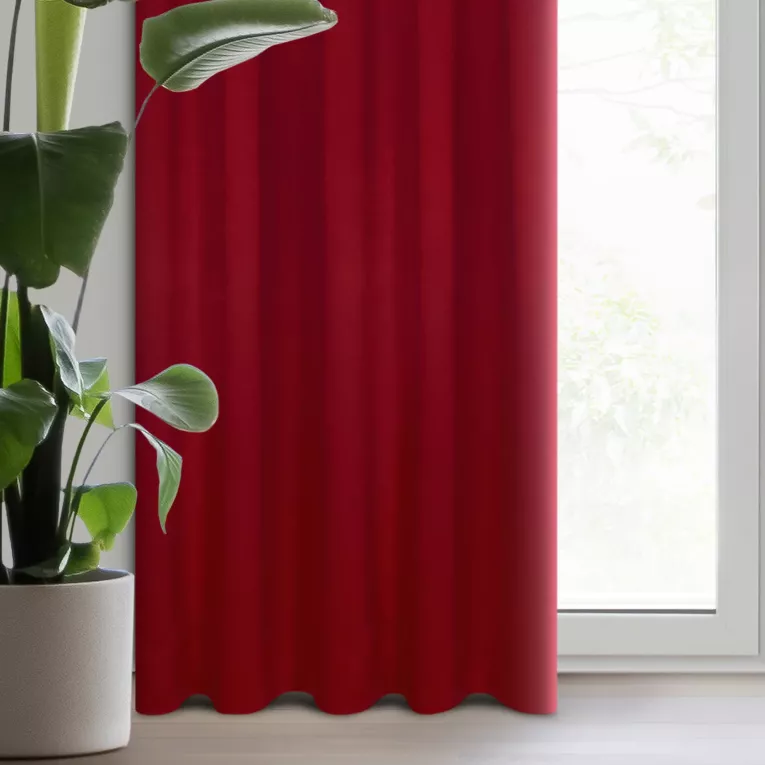 Zasłona czerwona zaciemniająca gładka półmatowa 135x270 cm taśma LOGAN