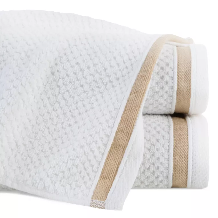 Ręcznik do rąk 30x50 cm bawełniany kolor biały w pasy 500 g/m2 MADLEN