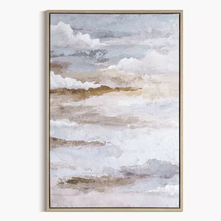 Obraz jasnoniebieski, brązowy abstrakcyjny nadruk na płótnie 60x90 cm